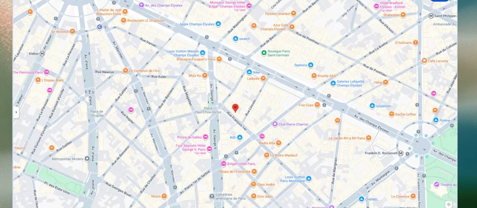 Google Maps image of the Paris City office at 60 Rue François 1er, 75008 Paris, France